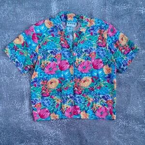 Vintage 90s Colourful Floral Short Sleeve Shirt